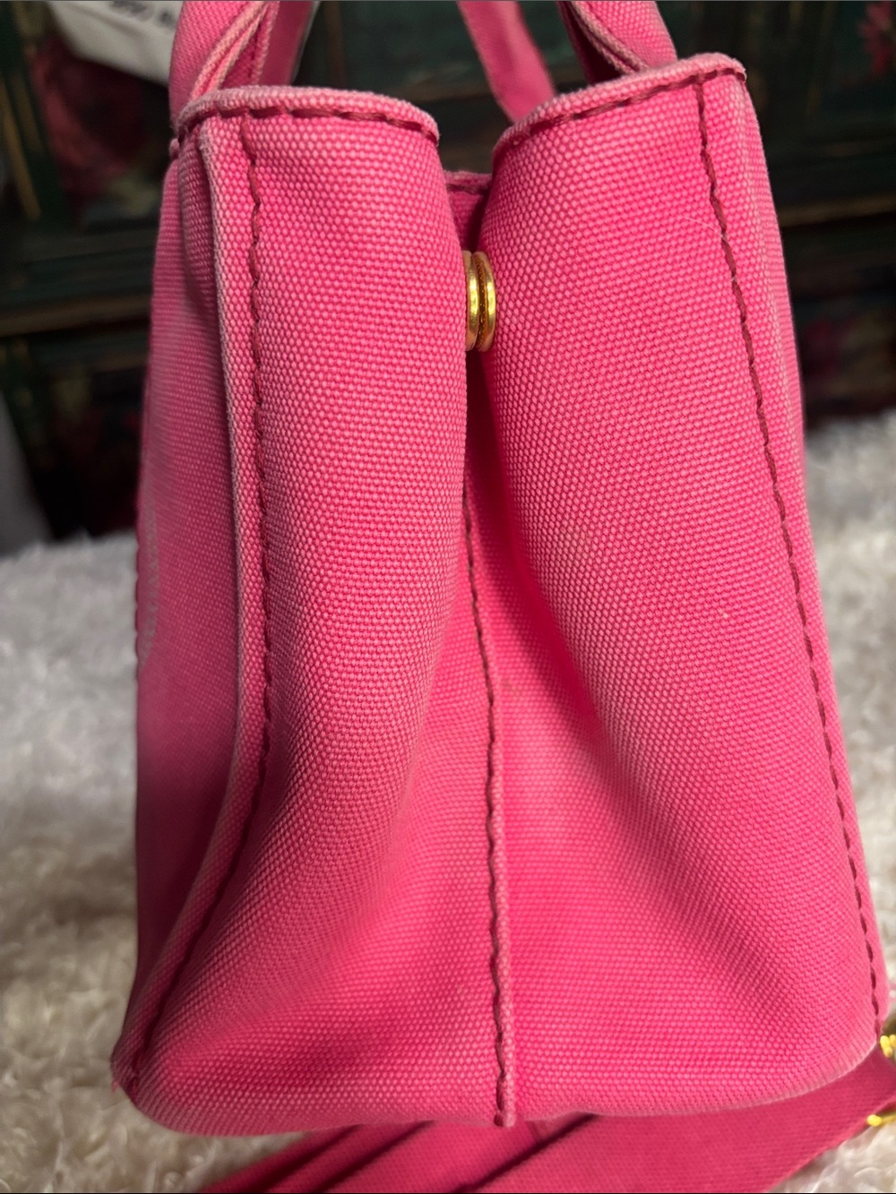 Prada Canapa Small Canvas Tote with Strap - Picture 8 of 16